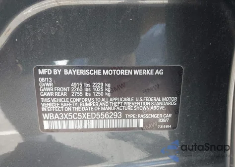 2014 BMW 328I Gran Turismo xDrive из США, поврежденный, VIN WBA3X5C5XED556293